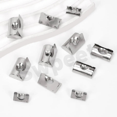 40 Piece 4040 T Slot Nut Set M4 M5 M6 M8 Nickel Plated Roll In Spring Nuts With Sheets For 4040 Aluminum Profiles Assortment Kit