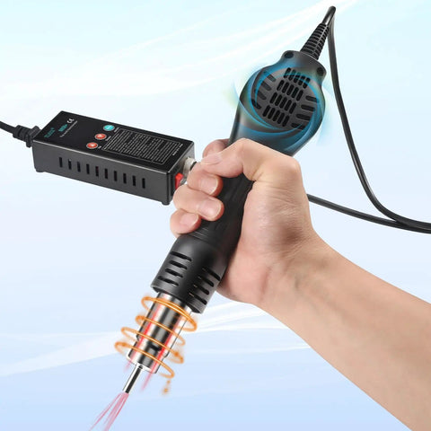 Hand using Portable Hot Air Soldering Station for SMD Rework Digital Display Heat Gun With Adjustable 100 To 500 C Temperature