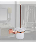 Wall Mounted Toilet Brush Holder With Heavy Duty Suction Plunger For Bathrooms And Sinks Clearing Nasty Clogs sleek rose gold and white design
