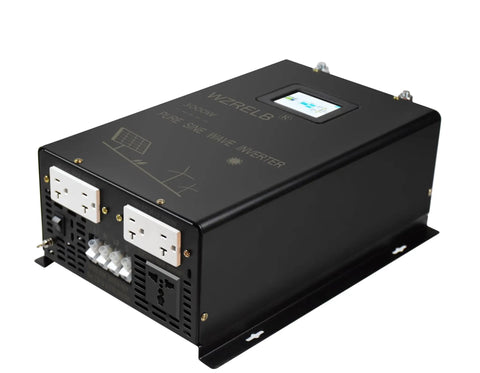 Built Tough 3000W DC To AC Power Inverter 24V Switches To 120V Or 240V Split Phase Pure Sine Wave Output with display.