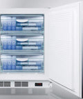 Sweet Stainless Steel Upright Freezer Packs A Deadbolt Lock Snugly Tucks Under Counters And Ada Spaces Commercial Grade Certified Kitchen Workhorse For Temp Sensitive Stock with opened door showing interior storage.