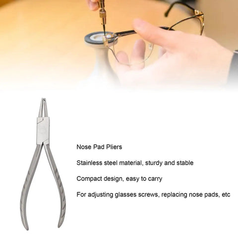 Stainless Steel Nose Pad Pliers For Eyeglasses, Ergonomic Handle, Pro Grade Eyewear Repair Tool To Adjust Screws And Replace Nose Pads.