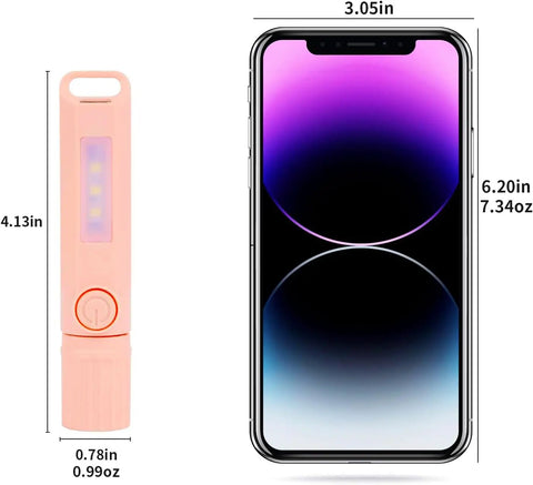 3 Pack USB C Rechargeable Mini LED Flashlights With Sidelight Lantern next to smartphone for size comparison.
