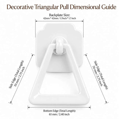 Ceramic White Cabinet Triangle Pulls 4 Pack With 1.6 Inch Backplate Hides Scratches Like A Pro size diagram showing dimensions