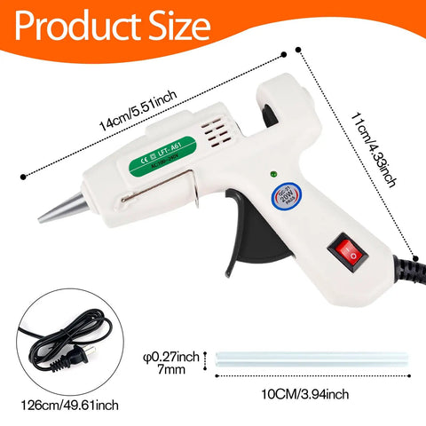 Dimensions of Dope Mini Hot Glue Gun Kit With 30 Glue Sticks, Fast Heating Hot Melt Gun For School Projects, Crafts, DIY Arts And Quick Home Repairs