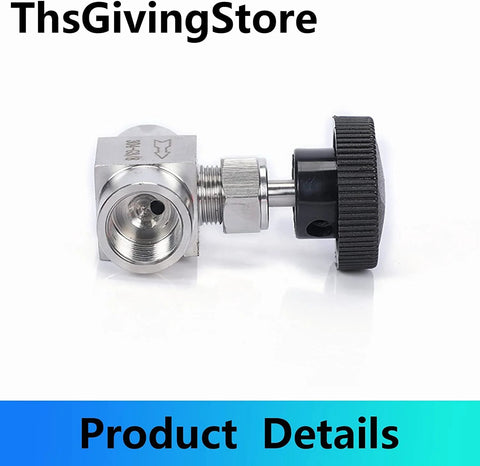 ThsGivingStore stainless steel NPT needle valve with 3/8 in female port and knurled handwheel