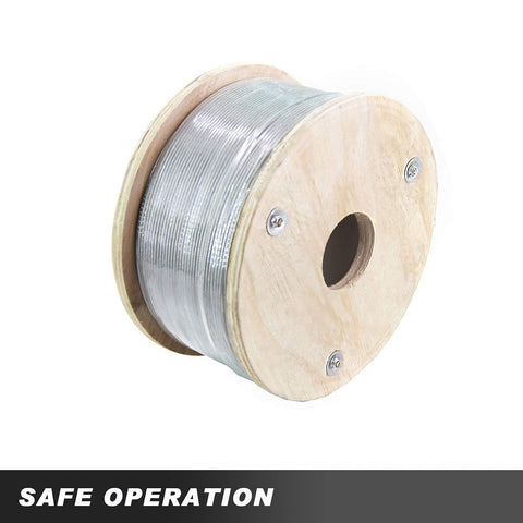 500 Ft 3/16 Inch 7x19 Stainless Steel Cable 304 Marine Grade With 3700 Lbs Breaking Strength spool on white background