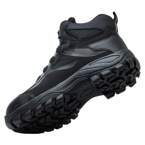 Titan Black Steel Toe Work Boots With Kevlar Puncture Proof Midsole And Cushioned Insoles For All Day Comfort, Side View