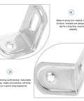 Adjustable Iron L Brackets 10 Pack, 90 Degree Shelf Supports with rounded corners, detailed close-up showing material and design.