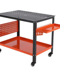 Tank-Tough Heavy-Duty Welding Platform With Rustproof Steel Frame, 1200 Lb Capacity Rolling Workbench For Garage Shops, Portable Fixturing Cart featuring tool tray.