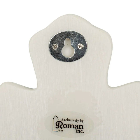 Back view of Guardian Angel Sweet Dreams Baby Cross Keepsake For Nursery And Bedtime Prayer with wall hook.