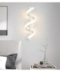 UHRLGHS LED Wall Light Luxury Black White d Wall Decorative Lamp for Bedroom Bedside Living Room Corridor Stairs Home Indoor Sconces,White-H40cm, elegant spiral design on wall.
