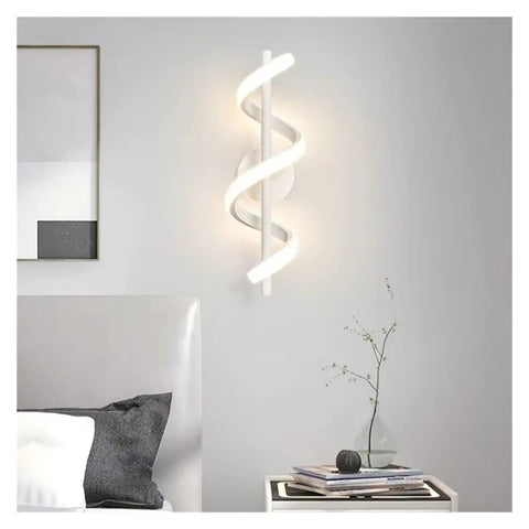 UHRLGHS LED Wall Light Luxury Black White d Wall Decorative Lamp for Bedroom Bedside Living Room Corridor Stairs Home Indoor Sconces,White-H40cm, elegant spiral design on wall.