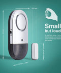 120 dB Door And Window Alarm Sensor Kit 3 Pack for Home Safety, detailed dimensions and compact size on green background