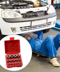 Mechanic using 14-Piece Female E-Star Socket Set E4 To E24 Drive With External Hex Sleeve Kit for car repair under vehicle