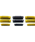 10 Piece Beefy Pro Grade Carbide Turning Inserts For CNC Lathe Tooling MRMN200 300 400 PC9030 shown in two rows, gold and black coated.