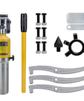 Heavy Duty Three Jaw Hydraulic Gear Puller Rip Out Stubborn Bearings And Hubs With Robust Steel Frame Built Like A Tank Straight Shooting Performance No Nonsense 10 Ton Capacity Workhorse Tool with hydraulic pump and hardware.