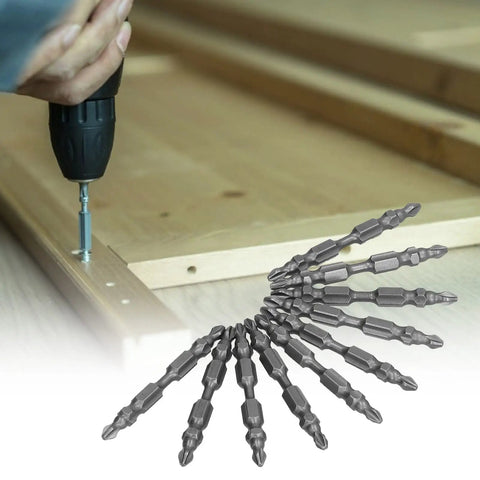 Rock Solid 10 Piece Double End Screwdriver Bit Set Made From High Speed Steel With Hex Shank For Electric Drills And Hammers Plus CNC Machined Hardware Tool Kit For Tough Jobs, 10-piece bit set used in wood assembly