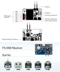 Diagram of FS-X6B Receiver wiring and compatible FS-i6X 10CH 2.4GHz RC Transmitter Remote Controller With FS-X6B Receiver for drones.