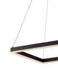 Black 15.75 Inch Modern Square Integrated LED Pendant Light Fixture, Dope Dimmable Metal Hanging Chandelier for kitchen or dining.