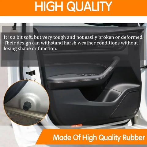 Essential Heavy Duty Rubber Car Door Buffer Pads 10 Pack on car door panel, high quality soft yet durable TPE rubber.