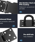4 Inch Stainless Steel Hasp Latch With Padlock Keys And Screws, heavy duty black waterproof gate lock details and features