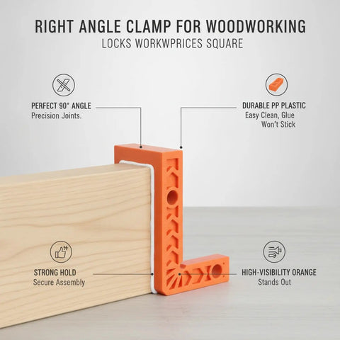 Dead Straight 90 Degree Woodworking Jig For Square Corner Assembly, No Sweat L Shape Positioner Built From Thick Orange Plastic.