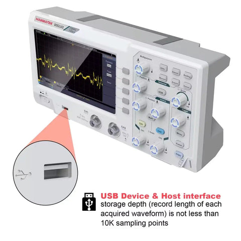 Dual Channel 110 MHz Digital Oscilloscope With 7 Inch TFT LCD Screen, Portable Pro Scope Kit, 500 MSps, USB interface close-up