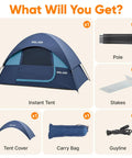 Two Person Camping Tent With Quick Setup In Minutes Waterproof With Mesh Top And Ventilated Door Lightweight 4.4 Lb.