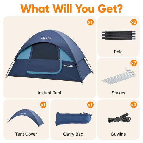 Two Person Camping Tent With Quick Setup In Minutes Waterproof With Mesh Top And Ventilated Door Lightweight 4.4 Lb.