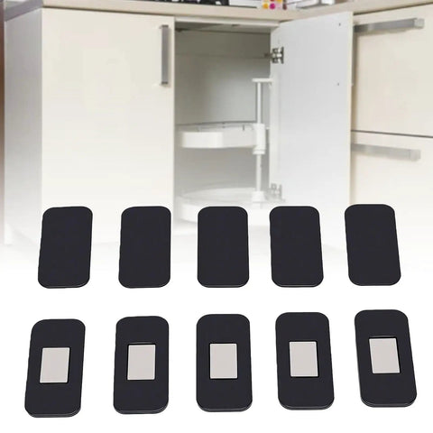 Magnetic Cabinet Door Catch Set 20 Piece Adhesive Back Magnetic Latch With Stainless Steel Construction shown with cabinet