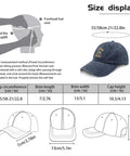 Size chart and details of US Flag Baseball Cap For Women Lightweight Navy Blue Washed Distressed Low Profile Hat Built For Running Golf And Casual Wear Breathable Sweatband Comfortable Fit For Everyday Activity.