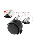 Four Pack 1.5 Inch Swivel Caster Wheels Featuring M8 Metric Thread And Secure Locking Brake. Close-up of casters showing M8 screw and locking mechanism.