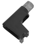 Black electric scooter stem connector bracket in aluminum alloy for front fork, lightweight rustproof design, easy install.