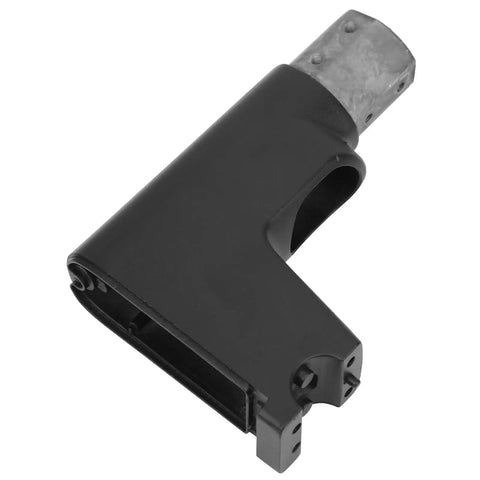 Black electric scooter stem connector bracket in aluminum alloy for front fork, lightweight rustproof design, easy install.