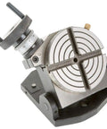 Upgrade Your Bench Rig With This Tough 3 Inch Tilting Rotary Table Paired With A Quick Fit 50 Mm Chuck And Heavy Duty Backplate Clamping Kit To Crank Out Snappy Milling Jobs Without The Hassle - 3 inch rotary table with adjustable tilt and precision scale.
