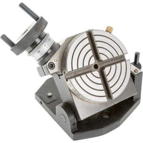 Upgrade Your Bench Rig With This Tough 3 Inch Tilting Rotary Table Paired With A Quick Fit 50 Mm Chuck And Heavy Duty Backplate Clamping Kit To Crank Out Snappy Milling Jobs Without The Hassle - 3 inch rotary table with adjustable tilt and precision scale.