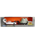Ford Pickup With Gooseneck Trailer Bale Holder And Bales Farm Toy Set For Kids Realistic Farm Hauling Vehicle in package