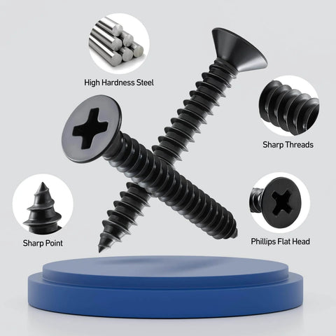 Must Have Wood Screws Assortment Kit For Woodworking And DIY Projects, 289 Pieces, High Hardness Flat Head Self Tapping Screws