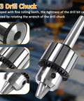 Heavy Duty MT2 Drill Chuck Assembly With Half Inch Capacity For Lathe Tailstock And Precision Shops Made Tough To Handle Any Daily Grind Job Ready With Key, showcasing fine rolling teeth and adjustable tightness.