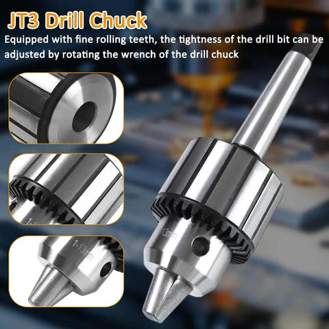 Heavy Duty MT2 Drill Chuck Assembly With Half Inch Capacity For Lathe Tailstock And Precision Shops Made Tough To Handle Any Daily Grind Job Ready With Key, showcasing fine rolling teeth and adjustable tightness.