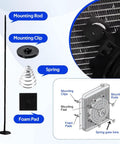 Ultimate Car Radiator Fan Mounting Kit with zip ties and clips showing rods, foam pads, and springs for easy installation