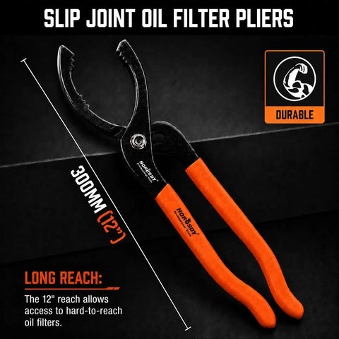 12 Inch Adjustable Oil Filter Pliers For Cars Trucks And Motorcycles With A 20 Degree Angled Jaw, slip joint, 300mm length