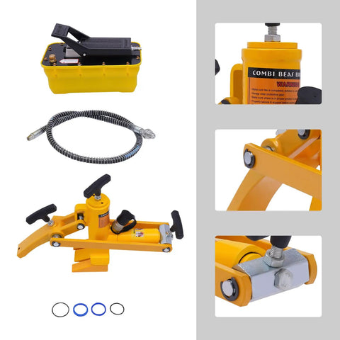 Shop Tested Heavy Duty 10000Psi Hydraulic Bead Breaker Kit With Air Foot Pump And Hose Portable Tire Changer Repair Tool For Tractor Truck And Van Rigs Grease Monkey Yellow