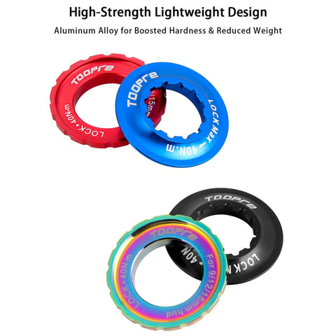 Red, blue, rainbow, and black Centerlock Rotor Lockring For Disc Brakes Internal Spline CNC Aluminum Built Tough Lock Ring