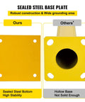 Comparison of sealed steel base plate for Tough As Nails 48 Inch Steel Safety Bollard Post, highlighting stability features.