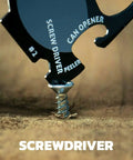 Close-up of 18 In 1 Credit Card Sized Multi Tool For Everyday Carry EDC Survival Gear with screwdriver in use