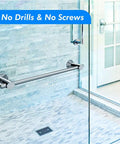 24 Inch Suction Cup Towel Bar No Drill For Smooth Surfaces Only Chrome Finish inside glass-enclosed shower