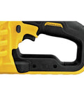 DeWalt Flexvolt 60V Max Brushless Pipe Threader Kit With Die Heads handle grip showcasing brushless design and ergonomic features.
