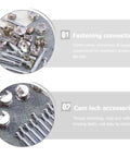 24 Piece Dope Furniture Connector Fastener Set with cam bolts, nuts, screws in anti-rust aluminum alloy for cabinet assembly